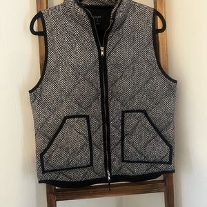 Black and White Herringbone Vest J. Crew size M